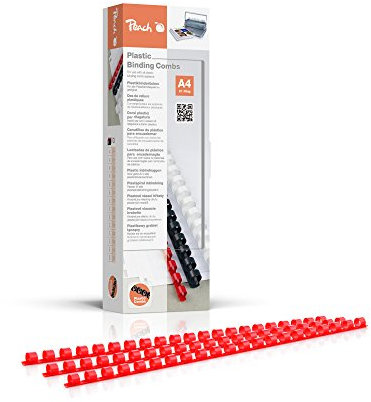 Peach Baguettes Plastique à Anneaux 8 mm, pour 45 Feuilles A4, Rouges