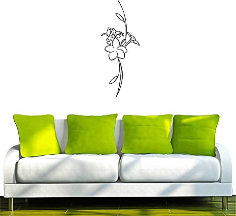 INDIGOS UG - Wandtattoo Wohnzimmer - Wandaufkleber Pflanze Blume Ranke 120x47cm, schwarz w189 - Aufkleber Kinderzimmer Schlafzimmer Küche Badezimmer Büro Dekoration