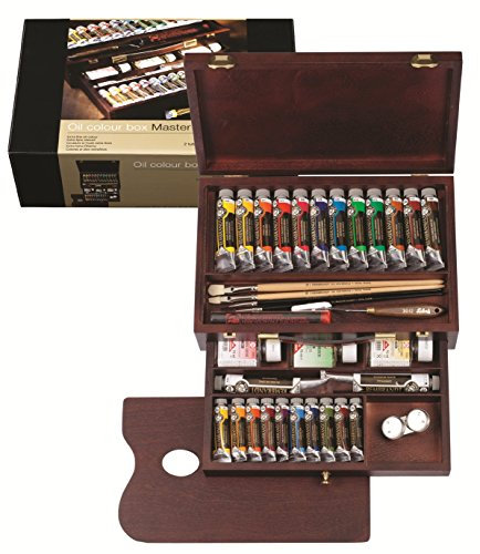 Royal Talens Rembrandt - Pintura al óleo - Caja de madera profesional - 24 tubos + accesorios
