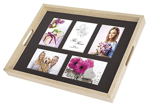 ZEP W0099 Platte für 5 Fotos, Holz, naturfarben/Schwarz