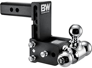 B&W Trailer Hitches Tow & Stow Adjustable Trailer Hitch Ball Mount - Fits 2 Receiver, Tri-Ball (1-7/8 x 2 x 2-5/16), 5 Drop, 10,000 GTW - TS10048B