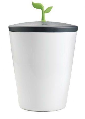 Chef'n Cubo de compostaje EcoCrock Contenedor de Compost para encimera, Cerámica, Blanco y Negro, 3.3 Liter