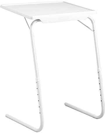 Jocca Mesa Auxiliar Plegable Sofá Salón, Mesa Blanca Regulable y Portátil, Ideal para Comer, Trabajar, y Ahorro de Espacio, Estilo Moderno Minimalista