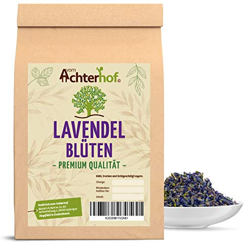 Lavendelblüten ganz 250g | 100% naturbelassene Lavendelblüten | blumiges Lavendel-Aroma | ideal als Zugabe in Salatdressings, als Dekoration von Desserts, als Badeessenz uvm. | vom Achterhof