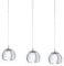 EGLO Pendelleuchte Rocamar, 3 flammige Hängelampe modern, Hängeleuchte aus Metall in Chrom und Glas in Klar, Esstischlampe, Wohnzimmerlampe hängend mit E27 Fassung