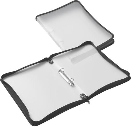 Foldersys Reißverschluss-Mappe A4 PP farblos transluzent 2-Ring-Mechanik Zip schwarz