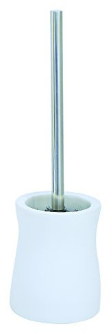 MSV Palma Ceramic Toilet Brush and Holder, White