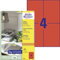 AVERY Zweckform 3456 Rote Etiketten (400 Aufkleber, 105x148mm auf A4, permanent haftend, selbstklebende Farbetiketten, Papier matt, bedruckbare, farbige Klebeetiketten) 100 Blatt