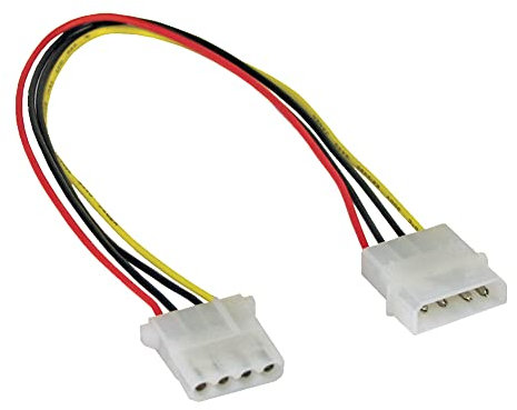 InLine 29650B Strom Verlängerung intern, 13,34cm (5,25) 4pol Stecker / Buchse, 0,5m