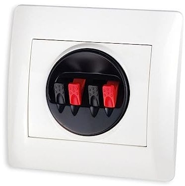 Dynavox Terminal de pared para altavoces a caja de interruptores para montaje empotrado, color blanco, 8 x 8,5 x 3 cm
