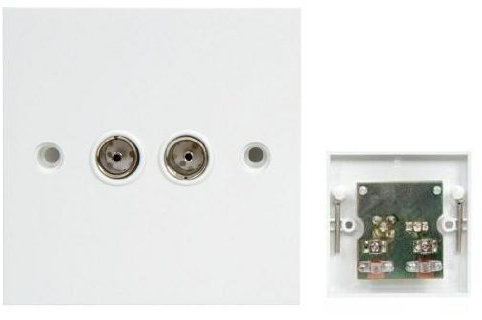Double Tv Coaxial Aerial Wall Socket Plate