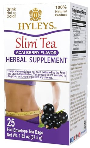 HYLEYS Slim Tea Acai Berry Flavor - Weight Loss Herbal Supplement Cleanse and Detox - 25 Tea Bags (1 Pack)