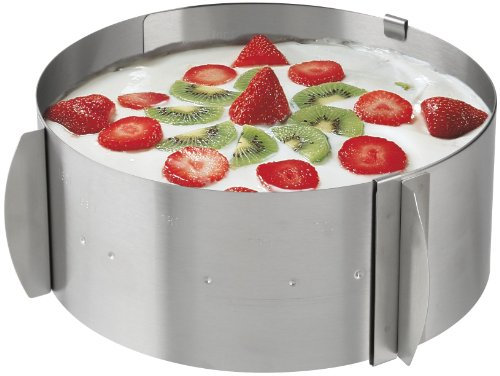Zenker Tortenring PATISSERIE, flexibler Profi-Torten-Ring von Ø 16 - Ø 30 cm, mit 2 Zieh-Griffen, verstellbarer Ring für perfekte Schicht-Torten (Farbe: Silber), Menge: 1 Stück