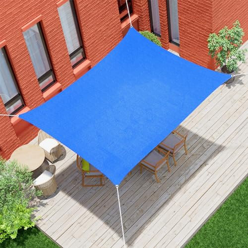 jarolift Sonnensegel Rechteck, Atmungsaktiv, Sonnenschutz Sichtschutz für Terrasse Garten Balkon, HDPE-Gewebe, 400 x 300 cm, Azurblau