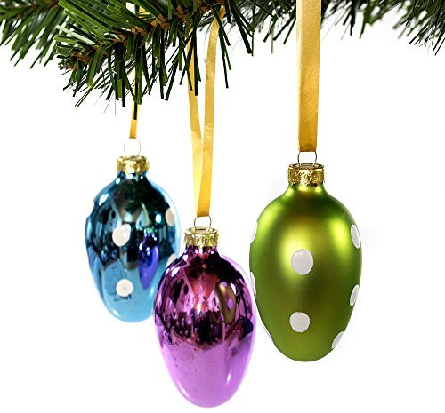 DbKW 6-teiliger Osterschmuck aus Glas in ovaler Form in aktuellen Trendfarben! Frühling, Ostern, Osterei, Eier, Hänger, Osterhänger, Osterdeko, Dekoration (Blau Uni)