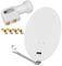 HD Digital SAT Anlage 60cm ALU Spiegel Schüssel Hellgrau + Twin LNB 2 Teilnehmer zum Empfang von DVB-S/S2 Full HD 3D 4K Ultra HD (UHD) Signale + Stecker Gratis dazu im Set