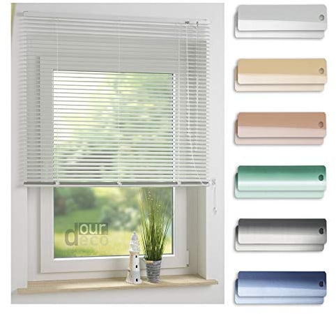 ourdeco® Aluminium-Jalousie / 220 x 220 Weiß (Breite x Höhe) / Montage an Wand oder Decke, Premium Alu-Jalousie
