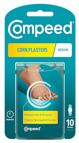 COMPEED Hühneraugenpflaster Medium - 10x Hühneraugen-Entferner für die Füße | Schnelle Hühneraugenentfernung, wasserfeste & schmerzlindernde Druckschutzpflaster mit Hydrokolloid-Technologie, 1,7 x 6,0 cm
