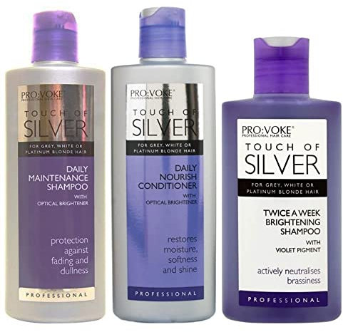 Pro:Voke Set Of 3 - Touch Of Silver - Silver Daily Maintenance Shampoo 200ml, Daily Nourish Conditioner 200ml & Twice A Week Brightening Shampoo 150ml by Provoke