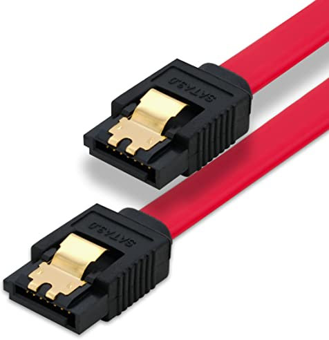 BIGtec 1m SATA Kabel S-ATA III Datenkabel Anschlusskabel rot HDD SSD 6GBit/s Stecker L-Type/L-Type 100cm vergoldet gerade/gerade serial ATA Verriegelung SATA-3