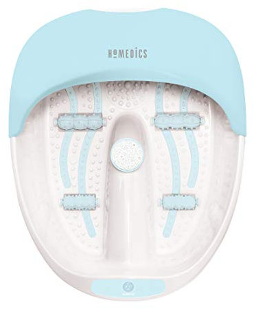 HoMedics Luxus Fußbad + Massagegerät, Wärme-/Warmhaltefunktion, beruhigende Vibrationsmassage, Durchblutungsvorteile, 4 Blasenstreifen, 2 Pediküre-Bimssteine, geeignet bis Größe 3,6 m