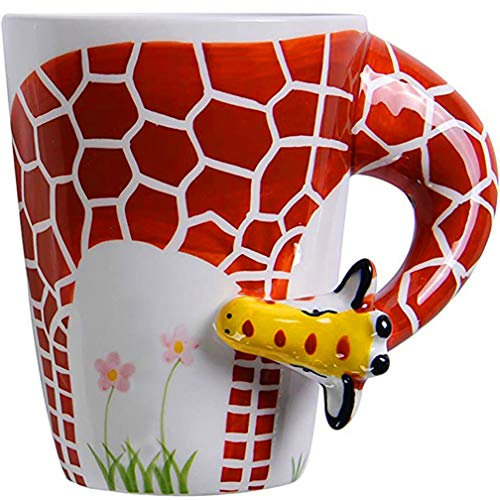 Ponerine tazze da caffè con manico 3D porcellana animali tazza carino giraffa creativo caffè tazze & tè tazza, per gli amanti del caffè regali, tazze per bambini, 14 oz…