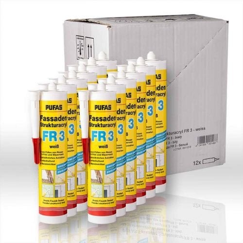 12 x Pufas Fassaden-Strukturacryl FR3 Fassadenacryl weiss