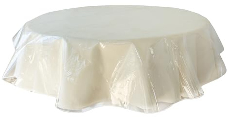 Benson Mills Heavy Duty Clear Plastic 100% Waterproof Tablecloth Protector, Vinyl Table Cloth, Oil Proof Wipe Clean Table Cover for Dining Tables, Parties and School Projects (60 Round)