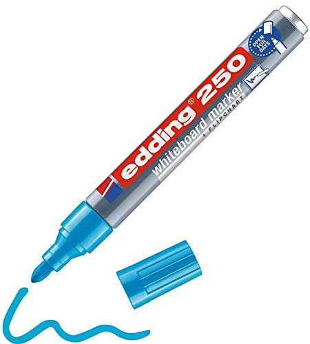 edding 250 Whiteboardmarker - hell-blau - 1 Whiteboard Stift - Rundspitze 1,5-3 mm - Boardmarker abwischbar - für Whiteboard, Flipchart, Magnettafel, Pinnwand, Memoboard - Sketchnotes