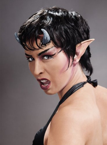 Maskworld Dämonenohren aus Latex mit Mastix Hautkleber - Latexohren hautfarben überschminkbar - für Halloween Karneval Motto-Party & Fantasy Kostüm-Accessoire