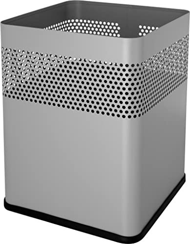 helit h2515987 carré métal Corbeille à papier 18 l, gris clair