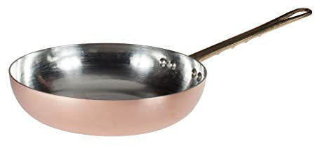 Pentole Agnelli Linea Rame Padella con Manico in Rame Liscio, Marrone, 36 cm