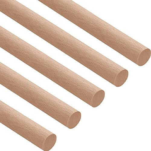 Gedotec Rundholz 6 mm 1m | 5 Stück Rundhölzer | Bastelstäbe 1000 mm Holzstäbe aus Buchenholz zum Basteln | Rundstab aus Massiv-Holz rund | Bastelstäbe für Holzbau-Stöcke | Holzstäbchen