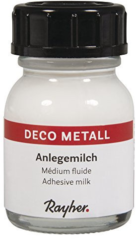Rayher Deco-Metall-Anlegemilch, Grundlage für Verzierungen mit Deco-Metall, im SB-Beutel, Flasche 25 ml, 22657000