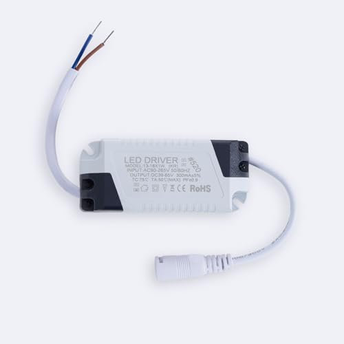 LEDKIA LIGHTING - Driver LED Universal | Entrada 90-265V Salida 39-65V 300mA 18W | Multi-tensión y Eficiencia | Para Paneles y Plafones, Multicolor, 22x88x38 mm, Textura