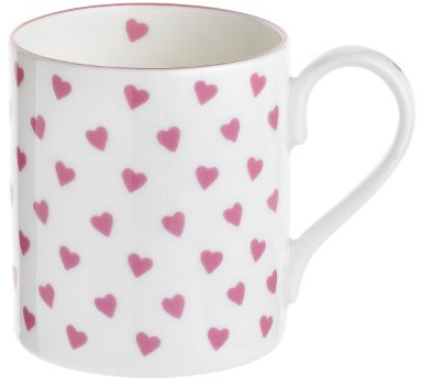 Nina Campbell Bone China Mug, Pink Hearts Design