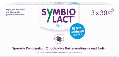 SymbioLact Pur für Darm & Darmschleimhaut, Allergiker-geeignet, 90 Sticks | Mit Milchsäurebakterien und Biotin, für Allergiker geeignet, ohne Laktose, ohne Gluten