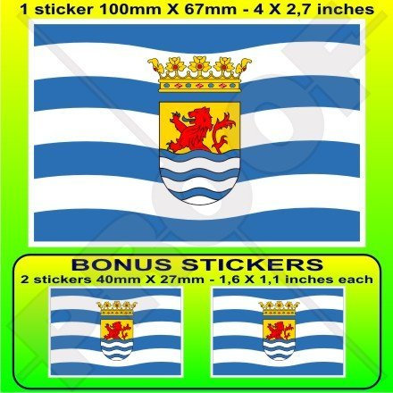Provinz Zeeland Flagge Niederlande, Zealand Nederland (Dutch 10,2 cm (100 mm) Vinyl Bumper Aufkleber, Aufkleber X1 + 2 Bonus