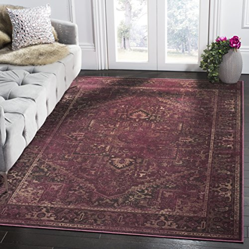SAFAVIEH Traditionell Teppich für Wohnzimmer, Esszimmer, Schlafzimmer - Vintage Collection, Kurzer Flor, Himbeere, 160 X 229 cm