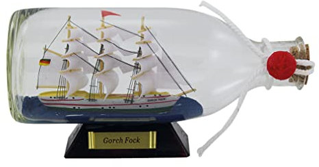 Sea-Club Gorch Fock Bateau à bouteilles en bois/verre Largeur 16 cm Ø 7 cm