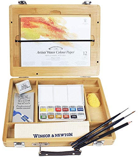 Winsor & Newton Artists' Water Colour Half Pan Bamboo Box Set