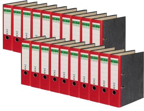 Elba Recycling-Ordner A4, Rado Wolkenmarmor, 8 cm breit, rot, 20 Stück