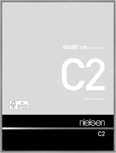 nielsen Bilderrahmen, 60 x 80 cm, Aluminium, Grau matt, Posterrahmen zum Aufhängen im Hoch- & Querformat, Echtglas, C2