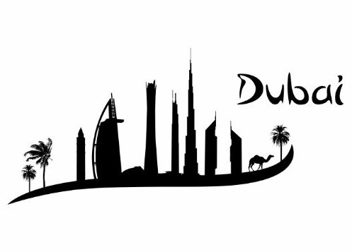 Wandtattooladen Wandtattoo - Skyline Dubai Größe:80x37cm Farbe: königsblau