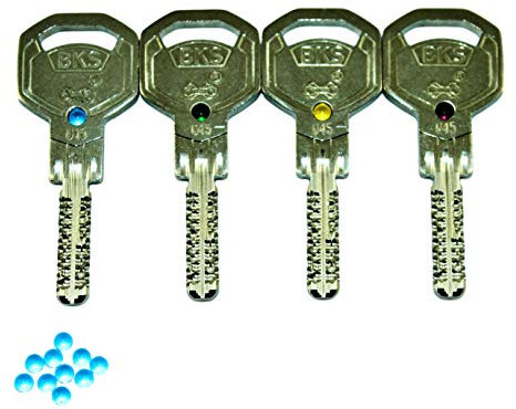 SN-TEC Austausch Glas Kugel Blau für BKS Janus Schlüssel der Serie 45 und 46 (10 Stück)