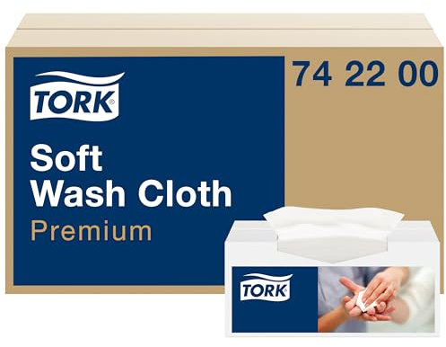 Tork 742200 weiches Waschtuch Premium 1-lagig / extra weiche Pflegetücher für die Pflege von Patienten / strapazierfähig & effizient / 8 x 135 Tücher (32 x 30 cm)