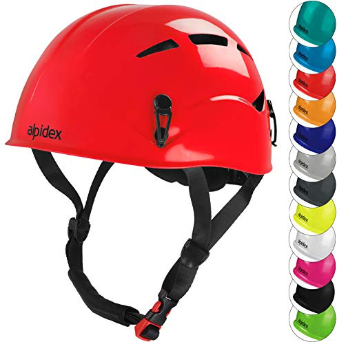 ALPIDEX Climbing Helmet EN 12492 Via Ferrata Teenagers Adults Mountain | Hard Shell, Protective, Ventilation, Head Torch, Chin Strap, Adjustable, Ice Fall, Alpine, Colours, Safety