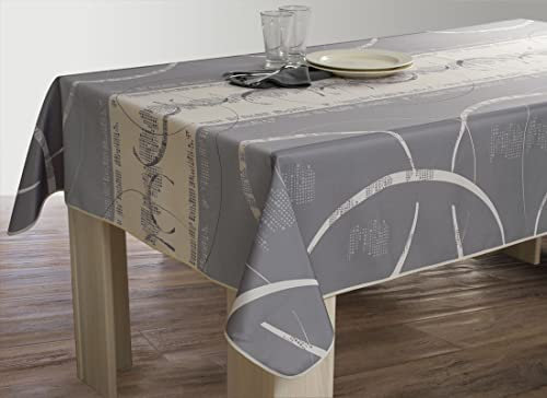 Le linge de Jules Nappe Anti-Taches Astrid Ecru - Taille : Rectangle 150x240 cm, Gris