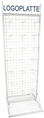 GERSO Verkaufsständer mit Gitterwand Weiss 160x59x53cm Maschung 50x50mm Gitterständer Gitter 2 seitig