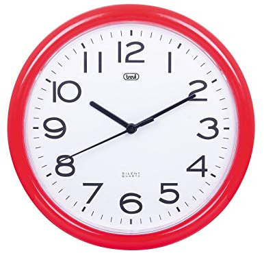 Trevi OM 3301 - Reloj de pared silencioso de 25,5 cm de diámetro con maquinaria de cuarzo, color rojo